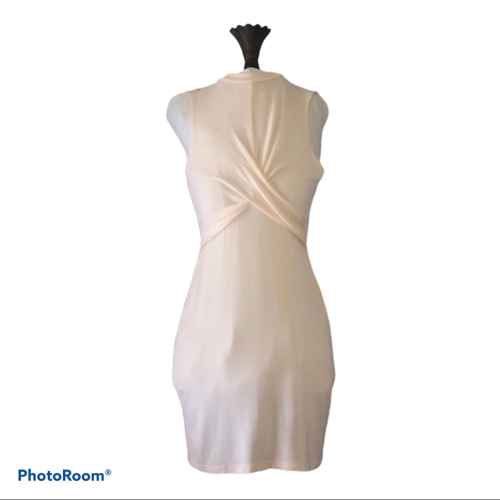 Topshop Size 6 Ivory Mock Neck Sleeveless Dress